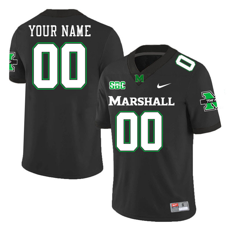 Custom Marshall Thundering Herd Name And Number Football Jerseys-Black